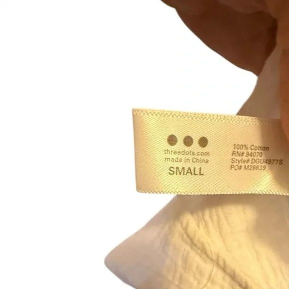 Three Dots Cotton Gauze White Top nwt - Picture 8 of 8